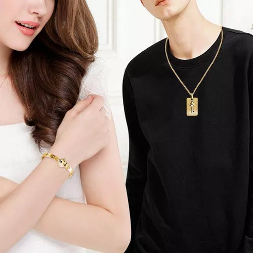 PULSERA CORAZON Y COLLAR CON LLAVE